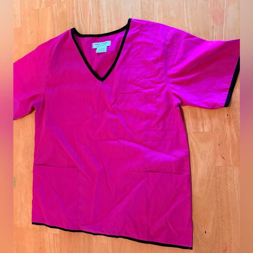 Bright Pink V-Neck Scrub Top